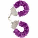 TOYJOY Furry Fun Mankietki z Pluszem Fioletowe – Stalowy Łańcuszek, Regulowane