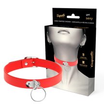 Coquette Chic Desire – czerwony naszyjnik z wegańskiej skóry, regulowany, 410 mm