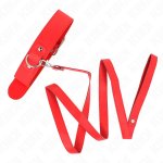 KINK Rojo Collar z paskiem, regulowany 32-50 cm, pasek 116 cm, czerwony, vegan leather