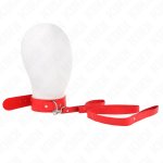 KINK Rojo Collar z paskiem, regulowany 32-50 cm, pasek 116 cm, czerwony, vegan leather