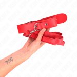 KINK Rojo Collar z paskiem, regulowany 32-50 cm, pasek 116 cm, czerwony, vegan leather