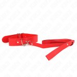 KINK Rojo Collar z paskiem, regulowany 32-50 cm, pasek 116 cm, czerwony, vegan leather
