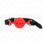 KINK Pełny silikonowy knebel z kulką 4,5 cm M czerwony, regulacja paska 35-51 cm