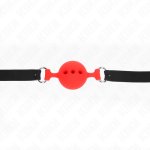 KINK Pełny silikonowy knebel z kulką 4,5 cm M czerwony, regulacja paska 35-51 cm