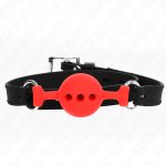 KINK Regulowany silikonowy knebel kulkowy S czerwony, średnica 4 cm, pasek 35-51 cm