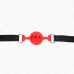 KINK Regulowany silikonowy knebel kulkowy S czerwony, średnica 4 cm, pasek 35-51 cm