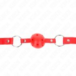KINK Model 1 Oddychalna Piłka Gag 4 cm, czerwony, pasek regulowany 42-58 cm