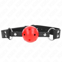 KINK Pasek z kulą oddychającą 4 cm, skóra, regulacja 42-58 cm, czarny, podwójny nit