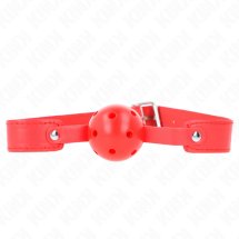 KINK Red oddychająca kula gag 4,5 cm, pasek 65x2,5 cm, silikonowa, regulowana