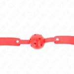 KINK Red oddychająca kula gag 4,5 cm, pasek 65x2,5 cm, silikonowa, regulowana
