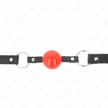 KINK Gag Ball 4 cm – czerwona kulka silikonowa, czarny pasek 60x2 cm, zapięcie na zamek