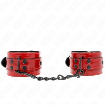 KINK Ciemnoczerwone mankiety na nadgarstki 23x5 cm – regulowane, skórzane, komfortowa wyściółka