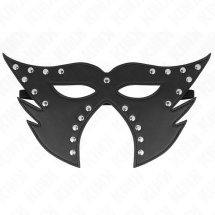KINK Maska Kota Model 2 czarna 29x15 cm – regulowana ekoskóra, metalowe nity, stylizowana