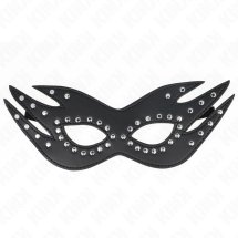 KINK Skórzana Maska z Nitami Model 3 – regulowana, 26x9,5 cm, czarna, solidna konstrukcja