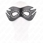 KINK Skórzana Maska z Nitami Model 3 – regulowana, 26x9,5 cm, czarna, solidna konstrukcja