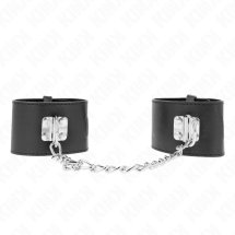 KINK Kajdanki na Nadgarstki z Łańcuchem, Czarne, Regulacja 16-23 cm, Zamknięcie na Kłódkę