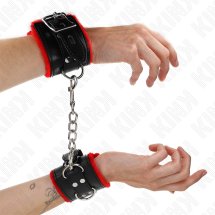 KINK Opaski na Nadgarstki Futrzane Regulowane Czerwono-Czarne 17-29 cm, Kwadratowe Otwory