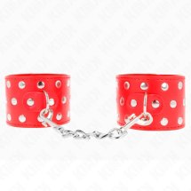 KINK Zapinane Opaski na Nadgarstki z Nitami, Czerwone, Regulacja 19-24 cm, D-Ring