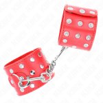 KINK Zapinane Opaski na Nadgarstki z Nitami, Czerwone, Regulacja 19-24 cm, D-Ring