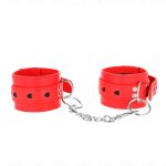 Kink Skórzane Opaski Nadgarstkowe Czerwone z Czarną Wstawką, Regulowane 21-28 cm
