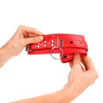 Kink Skórzane Opaski Nadgarstkowe Czerwone z Czarną Wstawką, Regulowane 21-28 cm