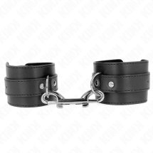 KINK Skórzany Pas na Nadgarstek z Nitami i Klamrą, Czarny, Regulacja 17-28 cm