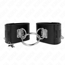 KINK Stalowe Obejmy Nadgarstkowe z Kłódką, Czarny Model, Regulacja 16-23 cm