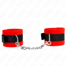 KINK Mankiety na Nadgarstki Czarno-Czerwone 30x7 cm Regulowane z D-Ringiem