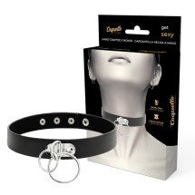 Coquette Chic Desire podwojny pierścień z wegańskiej skory czarny 40 cm – Regulowany Naszyjnik PU