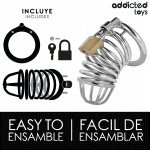 Addicted Toys Locked – metalowy system kontroli 4 cm S, srebrny, anatomiczny kształt