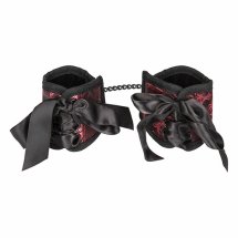CalExotics Scandal Corset mankiety dekoracyjne z brokatowym wykończeniem, regulacja, czerwono-czarne
