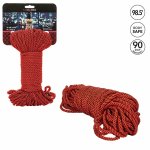 CalExotics Scandal Red lina do bondage 30 m, bawełna/poliester, intensywny czerwony kolor