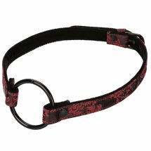 CalExotics Scandal Wide Open Mouth Gag z regulowanym paskiem i dwoma pierścieniami, czarno-czerwony