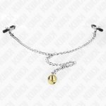 KINK Zaciski łańcuszkowe z dzwonkiem 30 cm – metal chrom, regulacja nacisku