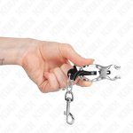 KINK Zaciski z haczykami srebrne – metalowe, regulowane, japoński styl
