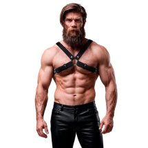 Fetish Submissive Attitude Uprząż Męska Bulldog, regulowana eco skóra, krzyżowanie