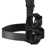 Fetish Submissive Deluxe – zestaw uprzęży z regulacją szyi i nadgarstków, wegańska skóra