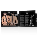 Fetish Submissive Deluxe – zestaw uprzęży z regulacją szyi i nadgarstków, wegańska skóra