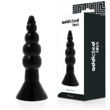 Addicted Toys korek anatomiczny 17cm czarny elastyczny TPR segmentowany