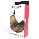 Darkness silikonowy korek anatomiczny z futrzanym ogonem 10cm czarny
