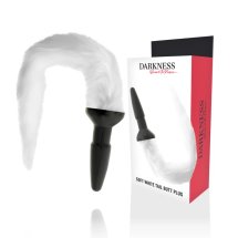 Darkness silikonowy korek z białym ogonkiem 12 cm, anatomiczny, futerko naturalne/syntetyczne