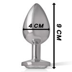 Intense Metalowy Korek Analny L ze srebrnym kryształem, aluminium, 9 cm