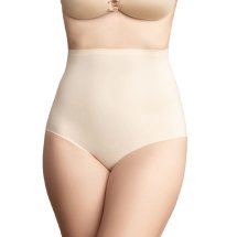 Bye Bra Majtki Modelujące z Wypełnieniem Wysoki Stan M, beżowe, elastyczna mikrotkanina