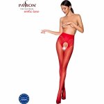 Passion TIOPEN 006 rajstopy czerwone 3/4, 30 DEN, ozdobne wycięcie, dekoracyjna część majtkowa