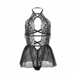 Subblime Mis Halter czarny koronkowy teddy L/XL z tiulową spódniczką
