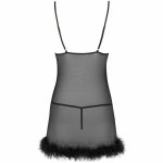 Livco Corsetti Zerunam – czarny komplet babydoll z koronką i stringami, regulowane ramiączka