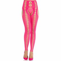 Leg Avenue neonowe pończochy bezszwowe bez ramiączek różowe z wycięciem, one size