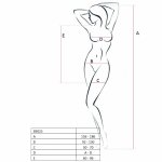 Passion BS025 bodystocking biała sukienka kabaretka, długi rękaw, one size