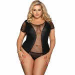 Subblime Queen Plus Body Fetyszowe z krótkim rękawem czarny plus size transparentne sznurowania