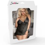 Subblime Queen Plus Body Fetyszowe z krótkim rękawem czarny plus size transparentne sznurowania